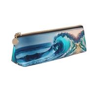 ADAhgu Ocean Sea Wave Print Versatile Usage Lightweight Pencil Case Pouch Zippered Pen Storage School Students