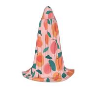 ADAhgu Pink Peach Pattern Seamless Pattern Print Carnivals Hooded Cloak Unisex Cosplay Costume Festival Celebrations Outdoor Wear