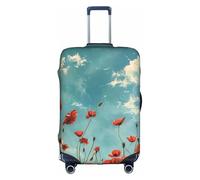 ADAhgu Poppies on Blue Sky Print Protective Suitcase Cover Washable Travel Luggage Protector with Concealed Zipper