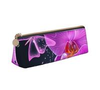 ADAhgu Purple Butterfly and Flower Print Versatile Usage Lightweight Pencil Case Pouch Zippered Pen Storage School Students