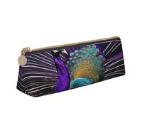 ADAhgu Purple Peacock Print Versatile Usage Lightweight Pencil Case Pouch Zippered Pen Storage School Students