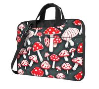 ADAhgu Red White Mushroom Print Stylish Portable Laptop Bag Shoulder Bags Messenger Briefcase Office Business Trips