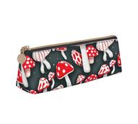 ADAhgu Red White Mushroom Print Versatile Usage Lightweight Pencil Case Pouch Zippered Pen Storage School Students