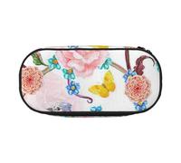ADAhgu Romantic Fancy Floral Birds Butterfly Print Pencil Case Pouch School Students Travel Office Use Stationery Makeup Organizer