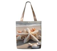 ADAhgu Seashell Starfish Print Large Capacity Canvas Shoulder Bag Lightweight Casual Daily Use Office Travel Tote