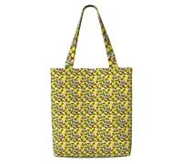ADAhgu Sloths On Yellow Lemons Print Large Capacity Canvas Shoulder Bag Lightweight Casual Daily Use Office Travel Tote