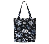 ADAhgu Snowman Stars And Snowflakes Print Large Capacity Canvas Shoulder Bag Lightweight Casual Daily Use Office Travel Tote