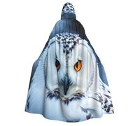 ADAhgu Snowy Owl Eyes Print 190cm Hooded Carnival Themed Cloak Unisex Cosplay Masquerade Celebrations Costume