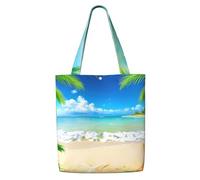 ADAhgu Starfish Beach Sea Palms Print Large Capacity Canvas Shoulder Bag Lightweight Casual Daily Use Office Travel Tote