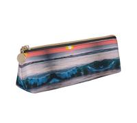 ADAhgu Sunset and Sunrise with Ocean Sea Waves Print Versatile Usage Lightweight Pencil Case Pouch Zippered Pen Storage School Students
