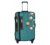 ADAhgu Teal Barn Door Floral Print Protective Suitcase Cover Washable Travel Luggage Protector with Concealed Zipper