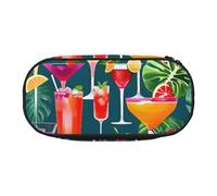ADAhgu Tropical Cocktail Print Pencil Case Pouch School Students Travel Office Use Stationery Makeup Organizer