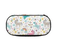 ADAhgu Unicorns Pink Print Pencil Case Pouch School Students Travel Office Use Stationery Makeup Organizer