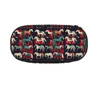 ADAhgu Various Kinds of Horses Print Pencil Case Pouch School Students Travel Office Use Stationery Makeup Organizer