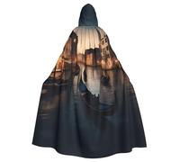 ADAhgu Venice Night Print Hooded Cloak Unisex Costume For Carnival Cosplay Accessory Vampire Party Supplies