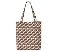 ADAhgu White Bear Brown Bear Print Large Capacity Canvas Shoulder Bag Lightweight Casual Daily Use Office Travel Tote