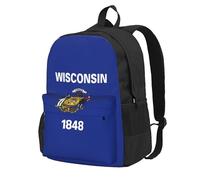 ADAhgu Wisconsin State Flag Print Large Capacity Backpack Water-Resistant Hiking Rucksack Outdoor Weekend Getaways