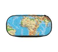 ADAhgu World Map Print Pencil Case Pouch School Students Travel Office Use Stationery Makeup Organizer