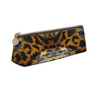 ADAhgu Yellow Snake Print Versatile Usage Lightweight Pencil Case Pouch Zippered Pen Storage School Students