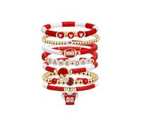 ADAIER Soft Stackable Bracelet, Multi-Layer Game Day Support Bracelet, Gift for American Football Fan Parents, One Size, Clay Beaded, clay bead