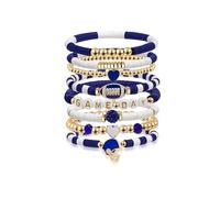 ADAIER Soft Stackable Bracelet, Multi-Layer Game Day Support Bracelet, Gift for American Football Fan Parents, One Size, Clay Beaded, clay bead