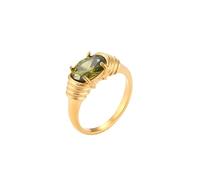ADAJURI Elegant Oval Zirconia Twisted Thread Ring | 18K Gold Plated Chunky Rope Band Statement Ring for Women | Tarnish Free Waterproof Stacking Finger Ring Jewelry | Size 6-8, Metal, No Gemstone