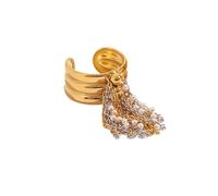ADAJURI Unique Western Beaded Tassel Stackable Ring For Women | Tarnish-Free 18K Gold Plated Stainless Steel Oparnable Ring | Dainty Jewelry For Party Elegant Daily Wear, Metal, No Gemstone