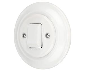 ADAKAT Flush-Mounted Porcelain Retro Cross Switch, All-in-One, PR1 Series, White