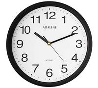 Adalene 10 Inch Large Atomic Wall Clock Analog Display - Vintage Black Wall Clock Atomic Movement - Battery Operated Modern Wall Clock for Office, School Classroom, Kitchen, Bedroom (10 inch)