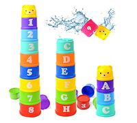 Adalex Global Baby Stacking Cups Plastic Cups Toddler Bath Toys Stack Cup Baby Toy Activity Nesting Cup Set (Assorted) (Assorted)