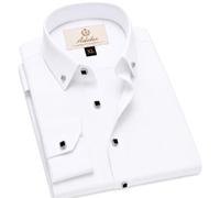 Adalex Global Mens Shirts Long Sleeve Slim FIT Premium Quality Fabric, Ideal Shirts for Men Adult Casual, Wedding or Business Wear, Comfortable Fit, Variety of Colours (S, White)