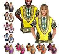 Adalex Global Traditional African Unisex Dashiki Shirt Color Tribal Festival Hippie Africa Shirt Men Women Summer Wear (Small, Yellow Green)