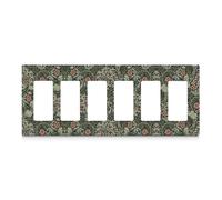 Adalore Light switch cover - 6 Gang Decorative switch Wall Plate, Unique Green Flower Electrical Switch Plate Cover for Kitchen, Bathroom, Bedroom Home Decor.