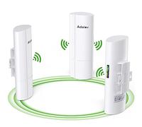 AdaLov 3PCS Wireless Bridge Kit, Gigabit Point to 2 Points Outdoor WiFi Bridges for 3Km Long Range Network Expansion, 5.8G High Speed WiFi to Ethernet CPE with 1000Mbps LAN Port for Garage, Barn, Farm
