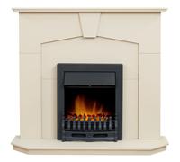 Adam Abbey Fireplace in Stone Effect with Blenheim Electric Fire in Black, 48 Inch