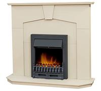 Adam Abbey Fireplace in Stone Effect with Blenheim Electric Fire in Black, 48 Inch