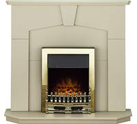 Adam Abbey Fireplace Suite in Stone Effect with Blenheim Electric Fire in Brass, 48 Inch