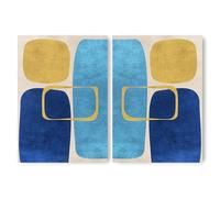 ADAM & ALICE Premium Unframed Wall Art Print - Absract Minimalist Artwork - Home Decor for Living Room/Bedroom/Hallway/Office - Neutral/Blue - A2 Set of 2