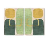ADAM & ALICE Premium Unframed Wall Art Print - Absract Minimalist Artwork - Home Decor for Living Room/Bedroom/Hallway/Office - Neutral/Green - A2 Set of 2
