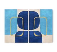 ADAM & ALICE Premium Unframed Wall Art Print - Minimalist Geometric Mid-Century Artwork - Home Decor for Living Room/Bedroom/Hallway/Office - Blue - A2 Set of 2