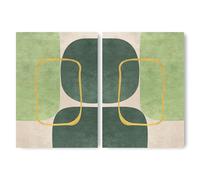 ADAM & ALICE Premium Unframed Wall Art Print - Minimalist Geometric Mid-Century Artwork - Home Decor for Living Room/Bedroom/Hallway/Office - Green - A2 Set of 2