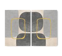 ADAM & ALICE Premium Unframed Wall Art Print - Minimalist Geometric Mid-Century Artwork - Home Decor for Living Room/Bedroom/Hallway/Office - Grey - A2 Set of 2