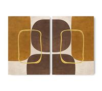 ADAM & ALICE Premium Unframed Wall Art Print - Minimalist Geometric Mid-Century Artwork - Home Decor for Living Room/Bedroom/Hallway/Office - Brown - A2 Set of 2