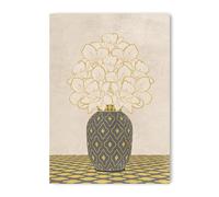 ADAM & ALICE Premium Unframed Wall Art Print - Patterned Textured Floral Vase Artwork - Home Decor for Living Room/Bedroom/Hallway/Office - Grey - A3 Set of 1