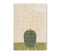 ADAM & ALICE Premium Unframed Wall Art Print - Patterned Textured Floral Vase Artwork - Home Decor for Living Room/Bedroom/Hallway/Office - Green - A3 Set of 1