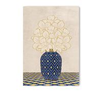 ADAM & ALICE Premium Unframed Wall Art Print - Textured Floral Vase Artwork - Home Decor for Living Room/Bedroom/Hallway/Office - Blue - A3 Set of 1