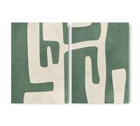 ADAM & ALICE Premium Unframed Wall Art Print - Textured Mid Century Modern Abstract Artwork - Home Decor for Living Room/Bedroom/Hallway/Office - Green - A3 Set of 2