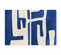 ADAM & ALICE Premium Unframed Wall Art Print - Textured Mid Century Modern Abstract Artwork - Home Decor for Living Room/Bedroom/Hallway/Office - Blue - A3 Set of 2
