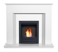 Adam Alora China White Marble Fireplace with Colorado Black Bio Ethano