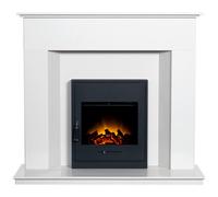 Adam Alora White Marble Fireplace with Downlights & Oslo Black Electri